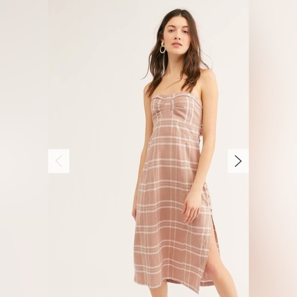 Free People Life Like This Plaid Midi Dress Size Medium